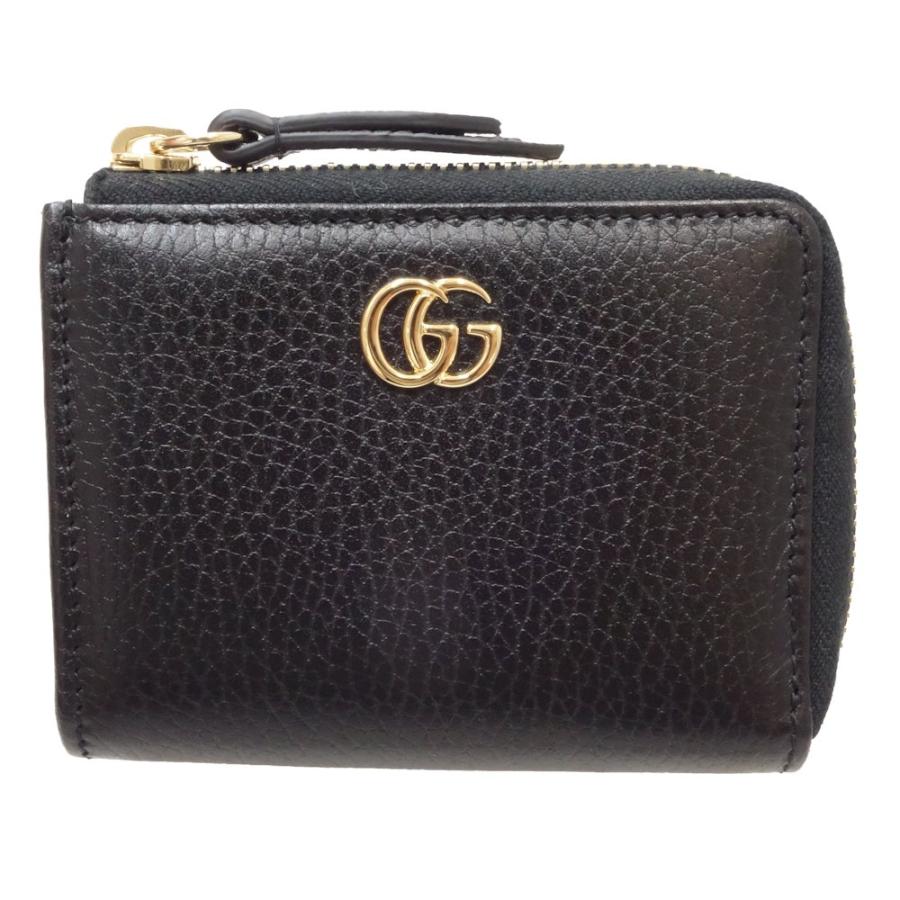 美品 グッチ ケース マーモント GG ゴールド ブラック レザー GUCCI（グッチ） GUCCI GGマーモント 64440 コインケース レザー