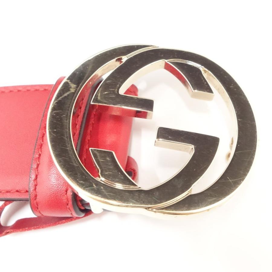 GUCCI（グッチ） ベルト インターロッキングG 80・32 レザー レッド