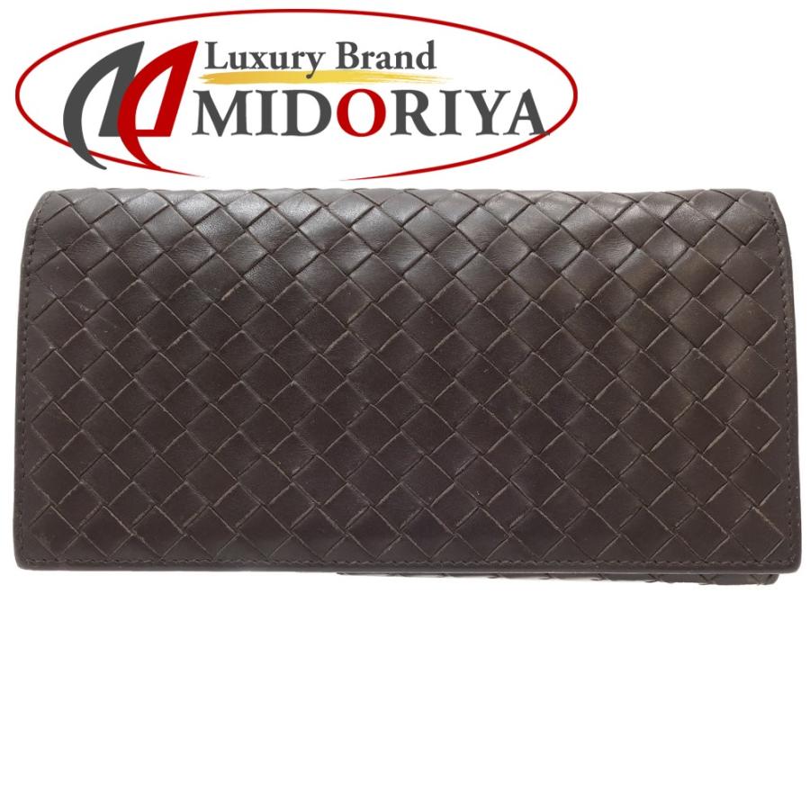 Bottega Veneta イントレチャート ダークブラウン レザー 長財布