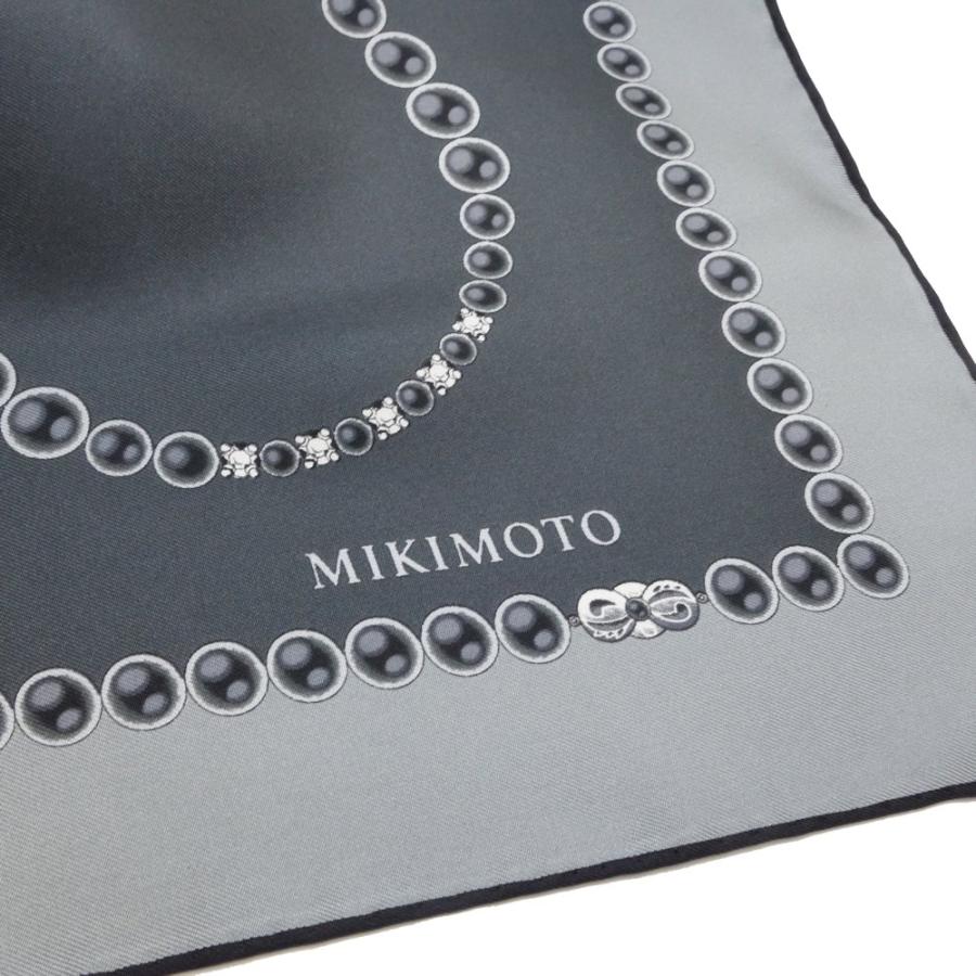 MIKIMOTO ミキモト スカーフ シルク100％ ブラック グレー / 082623 