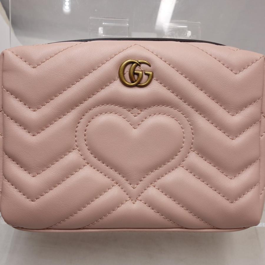 グッチ GUCCI コスメポーチ 476165 化粧ポーチ ダブルG ハート レザー