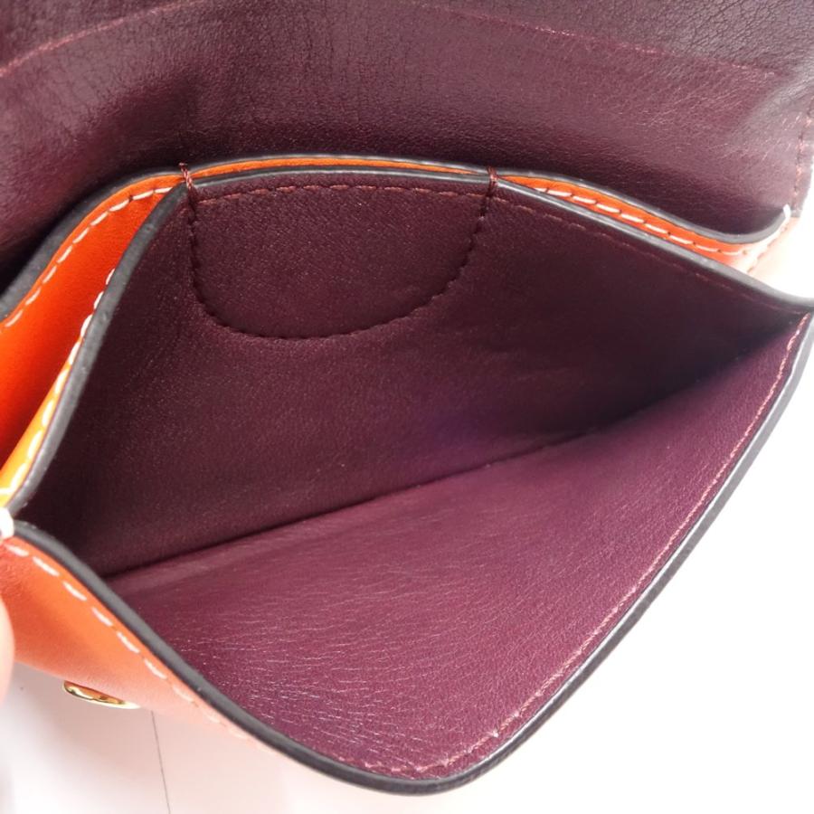 LOEWE ロエベ 三つ折り財布 ミニウォレット ゲート レザー オレンジ/083126【中古】 LOEWE（ロエベ） ミニウォレット ゲート 三つ折り財布 レザー オレンジ