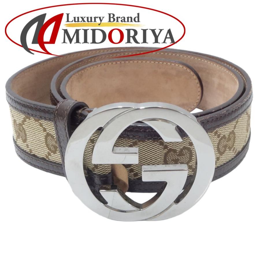 GUCCI グッチ インターロッキングG 114876 ベルト 85・34 キャンバス 