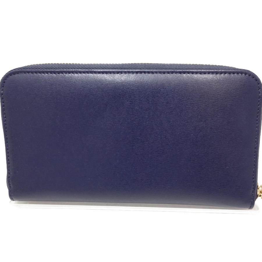 サルヴァトーレフェラガモ Salvatore Ferragamo ラウンドファスナー ガンチョシティ 長財布 レザー ネイビー / 083468【中古】 FERRAGAMO（フェラガモ） サルヴァトーレフェラガモ Salvatore