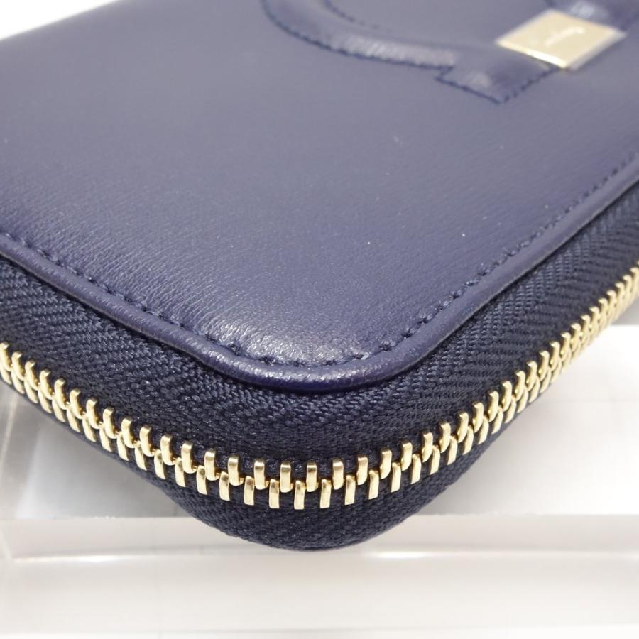 サルヴァトーレフェラガモ Salvatore Ferragamo ラウンドファスナー ガンチョシティ 長財布 レザー ネイビー / 083468【中古】 FERRAGAMO（フェラガモ） サルヴァトーレフェラガモ Salvatore
