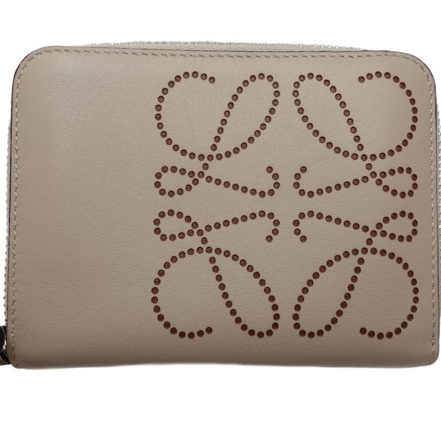 ロエベ LOEWE 6カードジップウォレット コインケース レザー ベージュ  