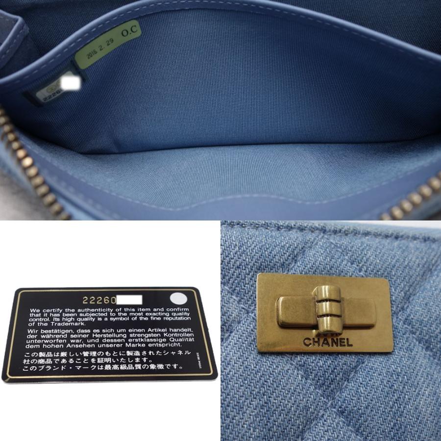 CHANEL シャネル ラウンドファスナー マトラッセ A80830 長財布 デニム 