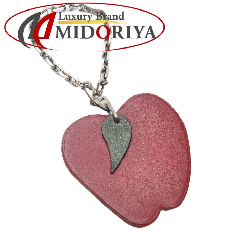 HERMES ハート型レザー チャーム HERMES エルメス フルーツチャーム アップル キーホルダー レザー