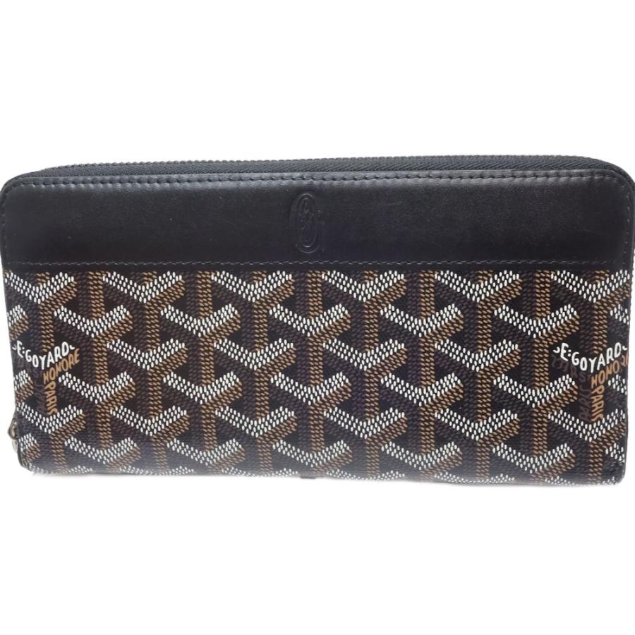 GOYARD ゴヤール ラウンドファスナー マティニョンGM 長財布 PVCxレザー  ブラック ブラウン/083923【中古】｜phasemidoriya78｜02