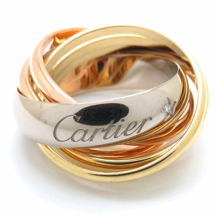 カルティエ Cartier トリニティラベルリング 1Pダイヤモンド 6連 K18