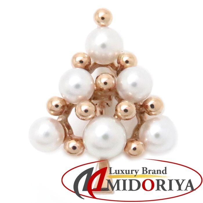 ミキモト MIKIMOTO ピンブローチ クリスマスツリーモチーフ パール 真珠 K18PG ピンクゴールド/093470【中古】【BJ】