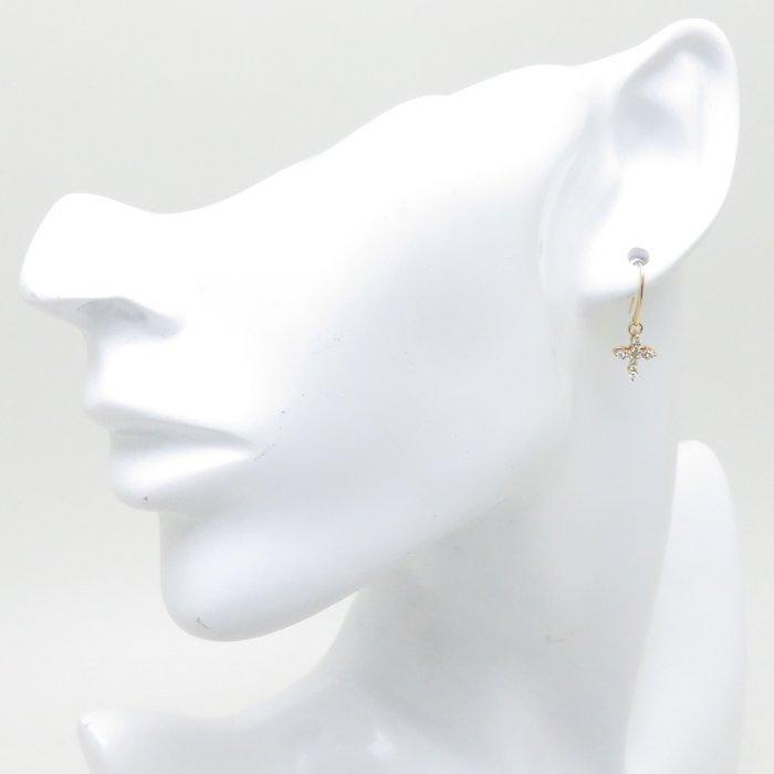 スタージュエリー STAR JEWELRY ダイヤモンド クロス ピアス K18YG  