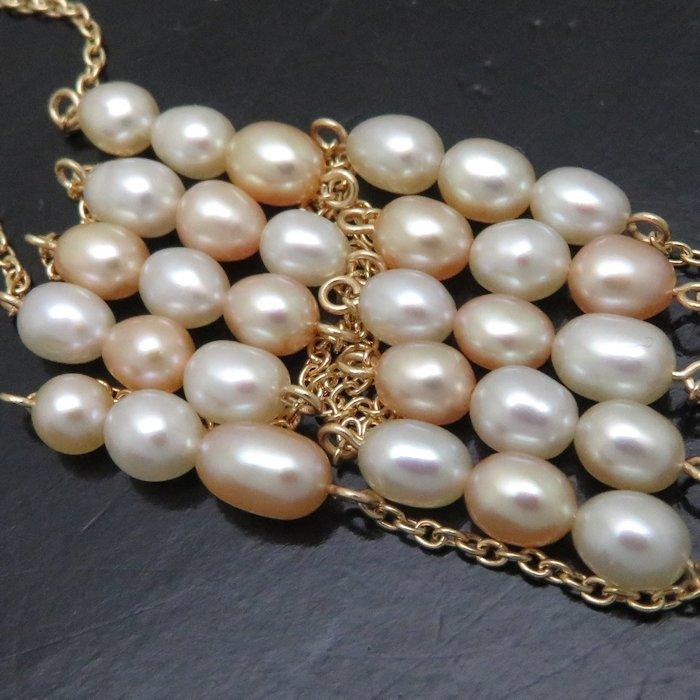 E024 K18 18金 TASAKI 田崎真珠 デザインネックレス 総重量23.2g ゴールデンパール TASAKI（タサキ） （美品）タサキ 田崎 ダイヤゴールデンパール