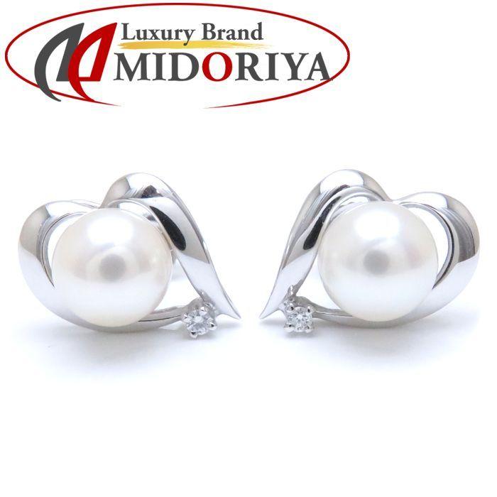 MIKIMOTO ミキモト パールピアス ハートモチーフ K18WG パール7.0ミリ
