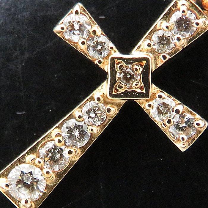 agete アガット ダイヤモンド クロス ネックレス K18PGxK10YG  