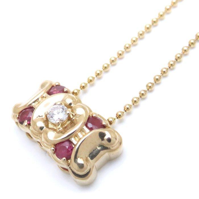 CELINE セリーヌ ネックレス ルビー ダイヤモンド0.07ct K18YG CELINE セリーヌ ネックレス ルビー ダイヤモンド0.07ct K18YG