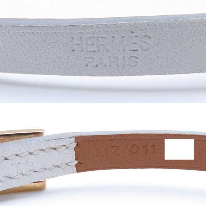 HERMES エルメス ホワイト レザーブレスレット　アピ HERMES エルメス アピ3 レザーブレスレット ホワイトxゴールド