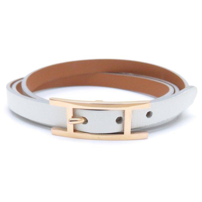 HERMES（エルメス） アピ3 レザーブレスレット ホワイトxゴールド 
