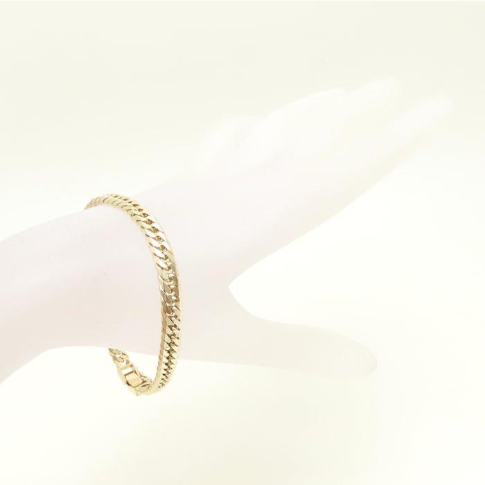 喜平ブレスレット K18YG イエローゴールド 6面 ダブル 18.5cm 19.9g  