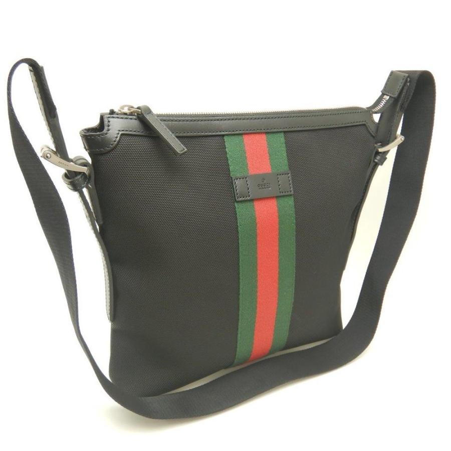 GUCCI グッチ シェリーライン ショルダーバッグ メッセンジャーバック 斜め掛け ナイロンキャンバス レザー 本革 ブラック 黒 GUCCI（グッチ） （美品）グッチ シェリーライン ワンショルダー