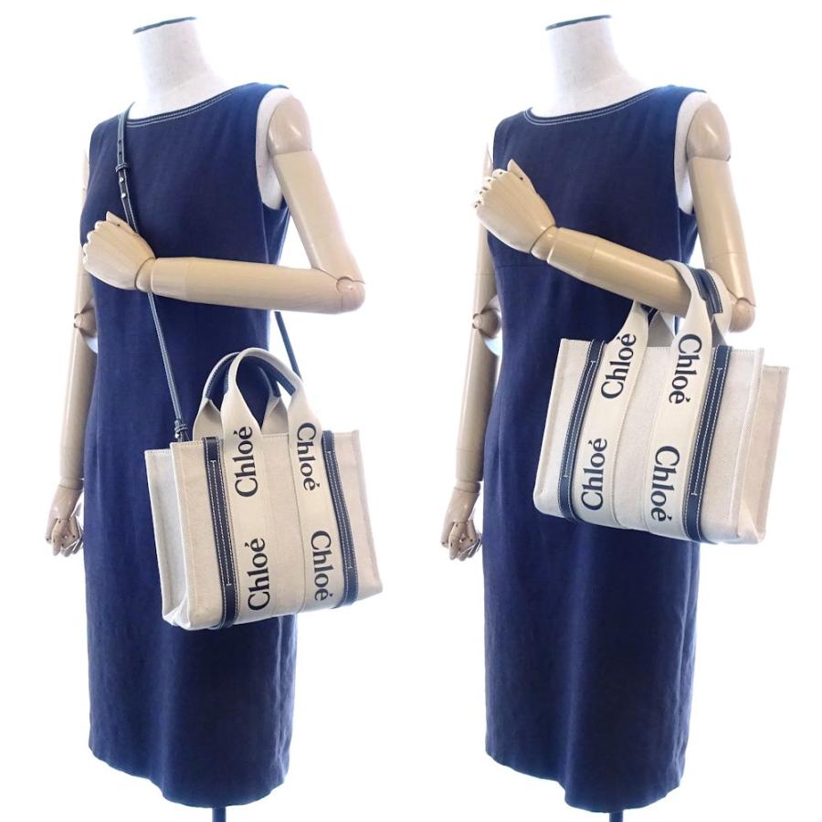 Chloe（クロエ） ウッディ スモール トートバッグ キャンバス×カーフ