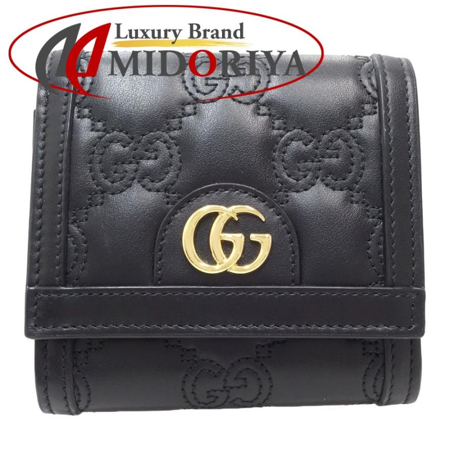 GUCCI 二つ折り財布 シボ革 レザー 小銭入れ カードケース ブラック GUCCI（グッチ） カードケースウォレット 723799 二つ折り財布 レザー