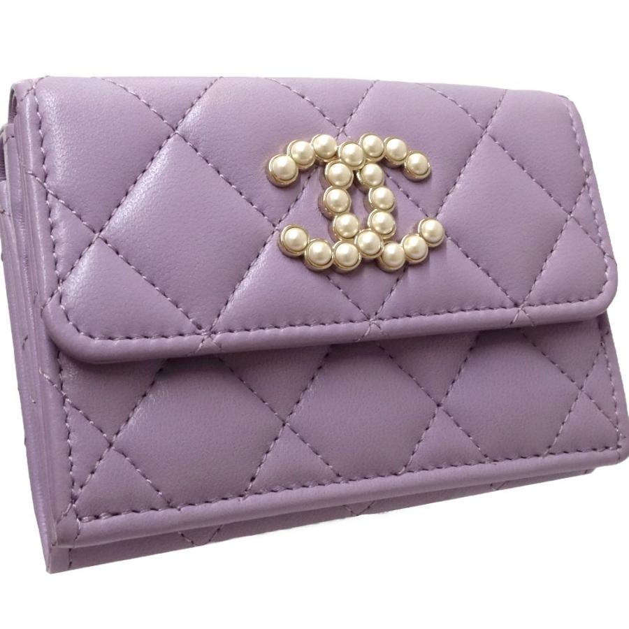 ◆新品同様◆CHANEL◆シャネル 三つ折り財布 スタッズ シルバー ラムスキン CHANEL（シャネル） 三つ折り財布 AP0230 B10583 Y33352 Y04059 Y01480