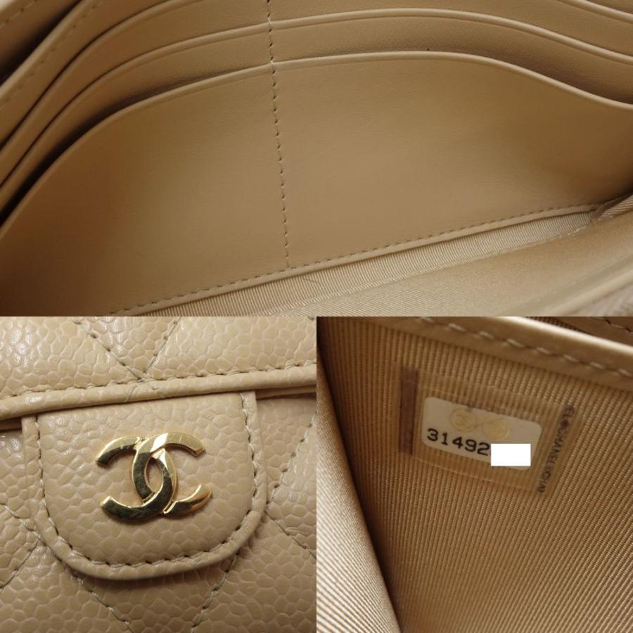 シャネルクラシック ロングフラップウォレット 42976 白 ゴールド金具 