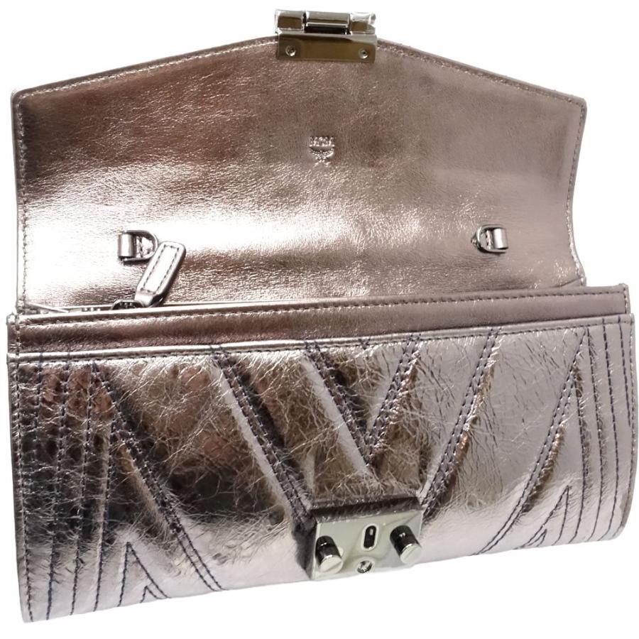 MCM エムシーエム 長財布 MYL8APA61SB001 ロングフラップウォレット メタリックシルバーピンク/181004【中古】 MCM（エムシーエム） 長財布 ロングフラップウォレット MYL8APA61SB001