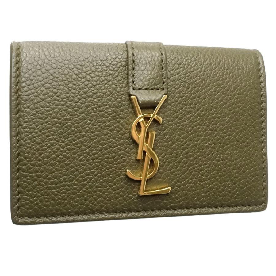 ★3日以内返品可★ 美品 YVES SAINT LAURENT イヴ・サンローラン レザー オリガミ タイニーウォレット 637420 三つ折り財布 ベージュ カーフレザー レディース Yves Saint Laurent（イヴ・サンローラン） SAINT LAURENT PARIS サン