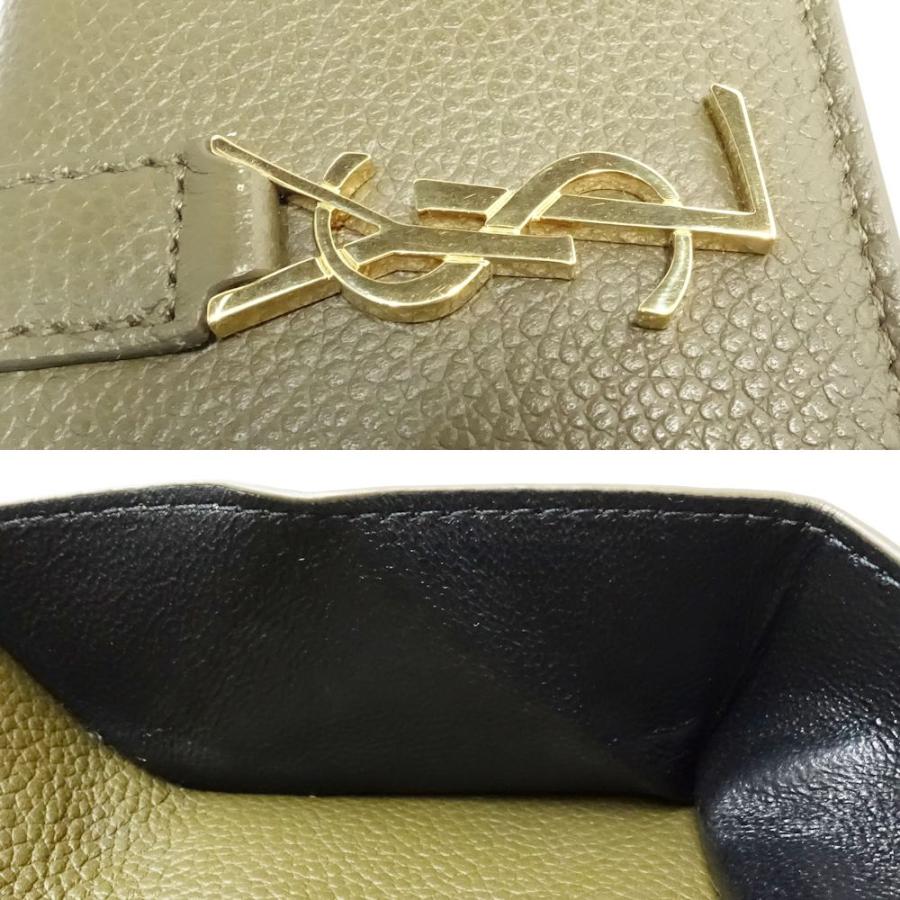 ★3日以内返品可★ 美品 YVES SAINT LAURENT イヴ・サンローラン レザー オリガミ タイニーウォレット 637420 三つ折り財布 ベージュ カーフレザー レディース サンローランパリ 三つ折り財布 オリガミ タイニー ウォレット ハート