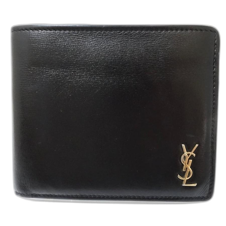 SAINT LAURENT PARIS フラップ ウォレット 2つ折財布 黒 SAINT LAURENT PARIS フラップ ウォレット 2つ折財布 黒