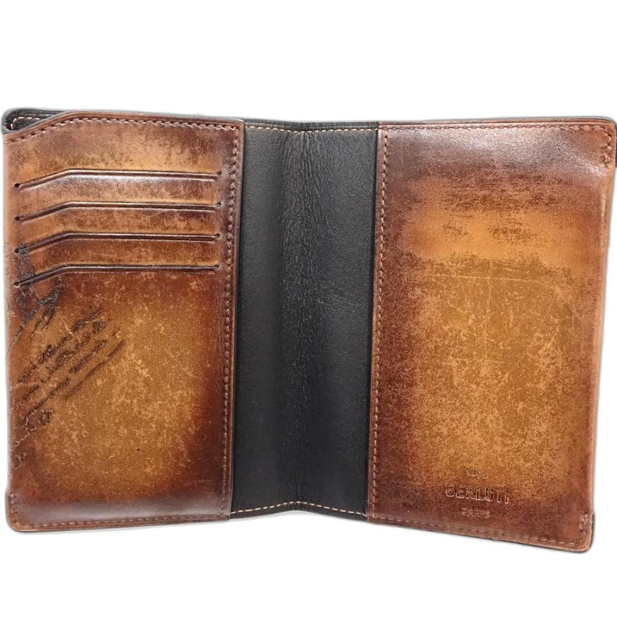 【訳あり品】ベルルッティ　ケース　ブラウン　カリグラフィー　レザー 美品）ベルルッティ Berluti フリー スクリットスワイプ