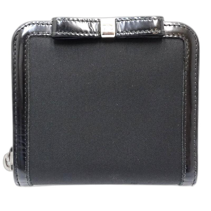 ＰＲＡＤＡ　プラダ　二つ折り財布　リボン　ブラック PRADA（プラダ） 【中古】PRADA 二つ折り財布 リボン ナイロンxレザー