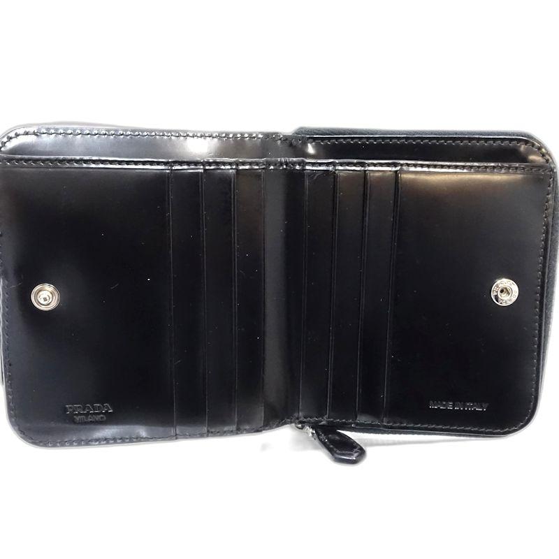 ＰＲＡＤＡ　プラダ　二つ折り財布　リボン　ブラック PRADA（プラダ） 【中古】PRADA 二つ折り財布 リボン ナイロンxレザー