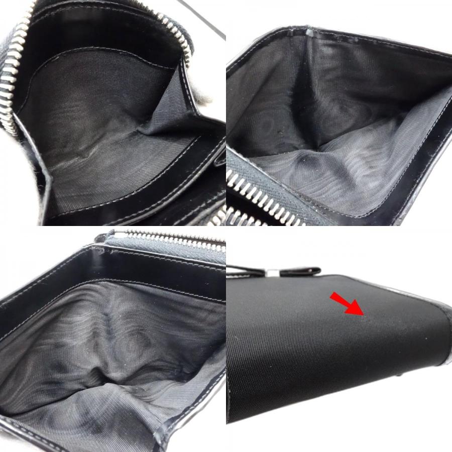 ＰＲＡＤＡ　プラダ　二つ折り財布　リボン　ブラック PRADA（プラダ） 【中古】PRADA 二つ折り財布 リボン ナイロンxレザー