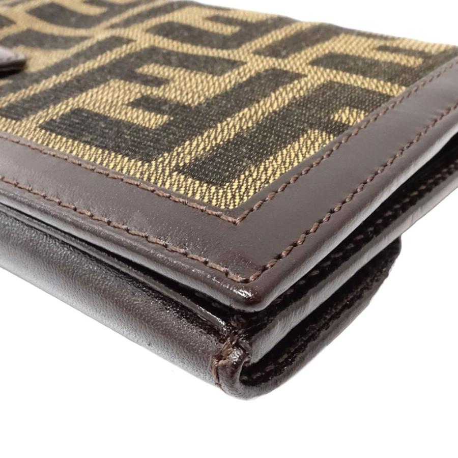 FENDI フェンディ 長財布 ズッカ柄 フラップロングウォレット ブラウン FENDI（フェンディ） 【中古】FENDI 長財布 ズッカ柄 Wフラップ ロング