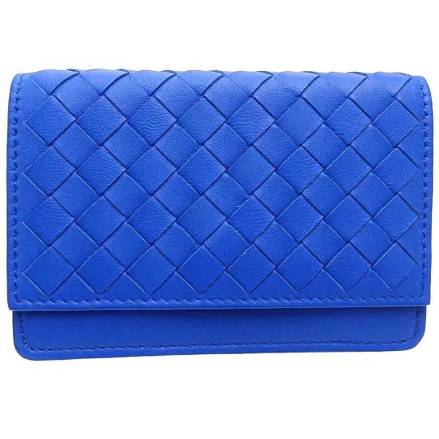 BOTTEGAVENETA ボッテガヴェネタ カードケース イントレチャート レザー ブルー レディース/182145【中古】 BOTTEGA VENETA（ボッテガ・ヴェネタ） カードケース イントレチャート