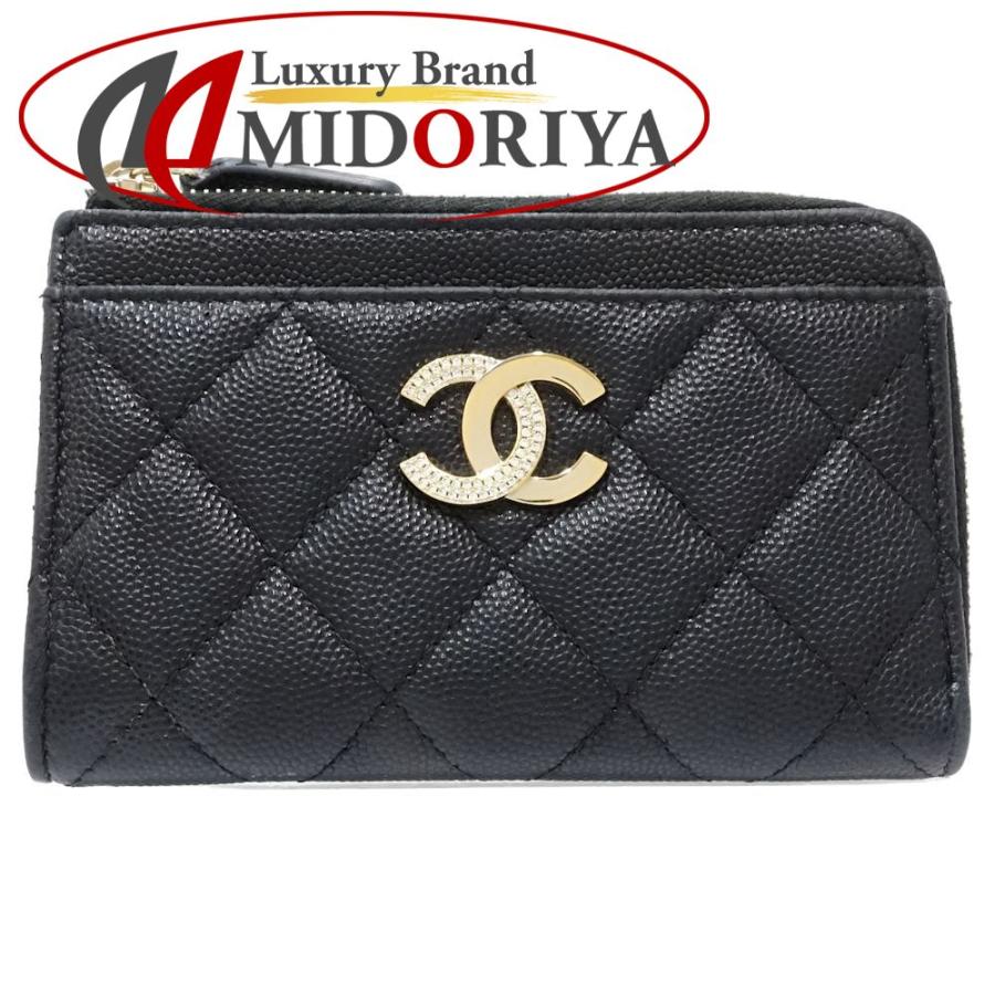 CHANELマトラッセキャビアスキン ケース 小銭入れ ブラックココマーク CHANEL（シャネル） 【中古】シャネル コインケース ココマーク