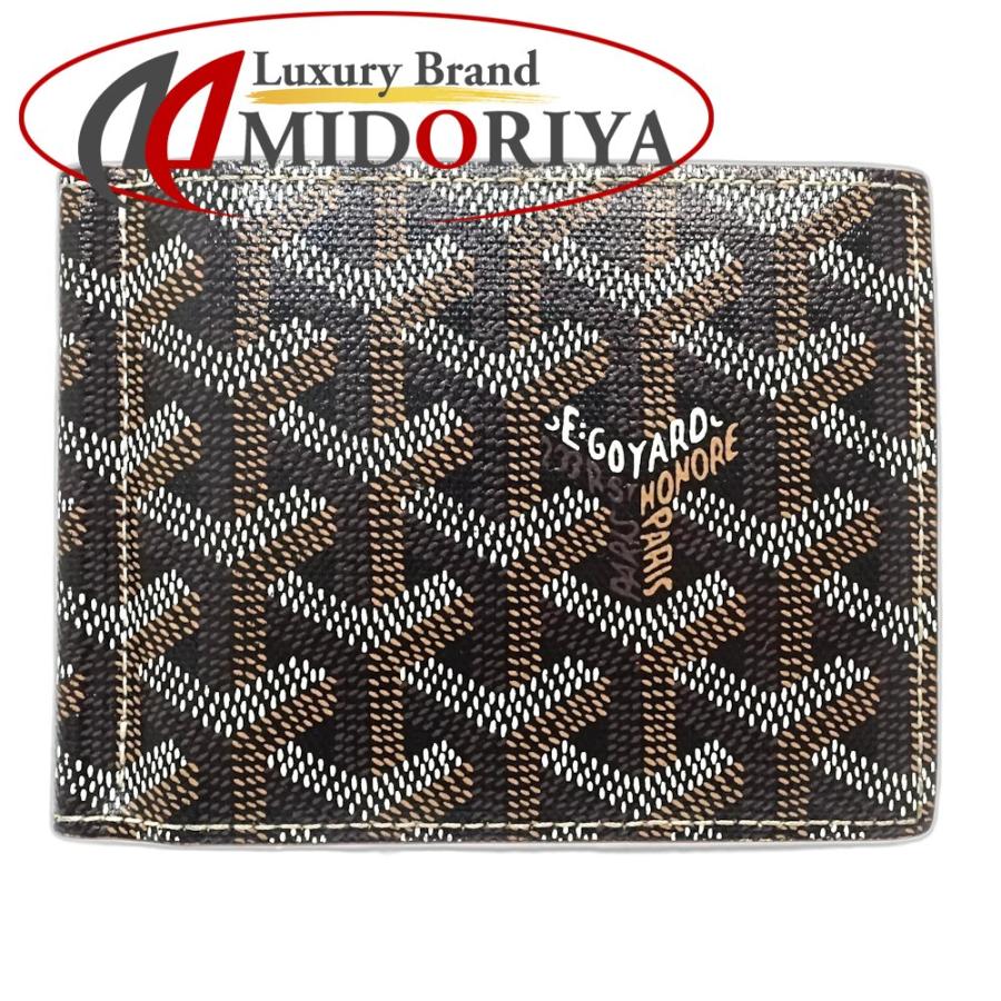 【中古】GOYARD ゴヤール 札入れ サントマPM 二つ折り財布 PVCxレザー ノワール ナチュラル レディース /188593 GOYARD（ゴヤール） 【中古】GOYARD 札入れ サントマPM 二つ折り財布