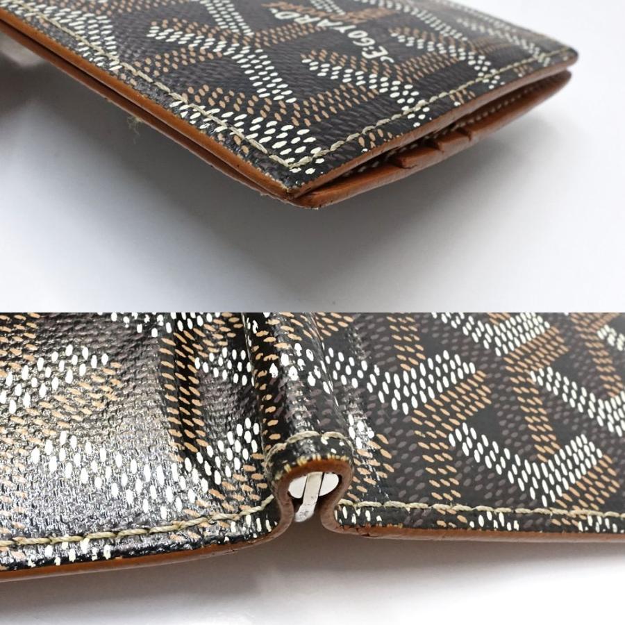 【中古】GOYARD ゴヤール 札入れ サントマPM 二つ折り財布 PVCxレザー ノワール ナチュラル レディース /188593 GOYARD（ゴヤール） 【中古】GOYARD 札入れ サントマPM 二つ折り財布