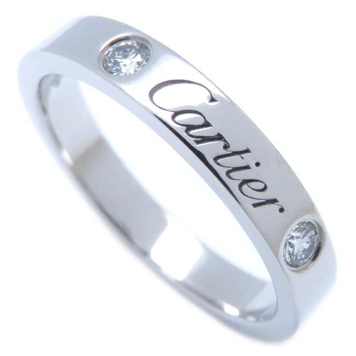 カルティエ Cartier エングレーブド リング 2Pダイヤモンド Pt950 
