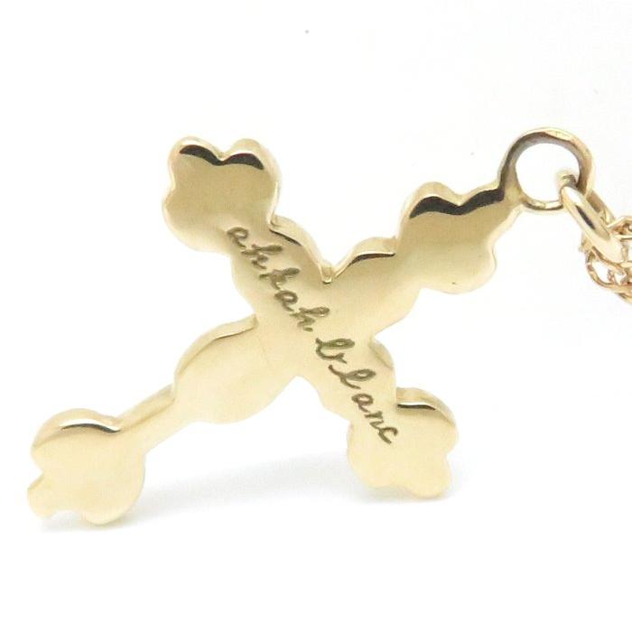 AHKAH アーカー blanc クロス ネックレス 1Pダイヤモンド K18YG  