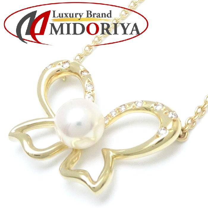MIKIMOTO ミキモト バタフライ ネックレス パール6.5ミリ ダイヤモンド 