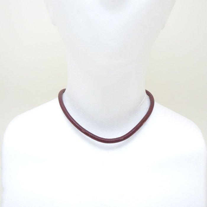 BVLGARI ブルガリ レザー チョーカー ネックレス 38cm 茶 ブラウン 本