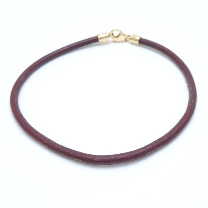BVLGARI（ブルガリ） レザー チョーカー ネックレス 38cm 茶 ブラウン