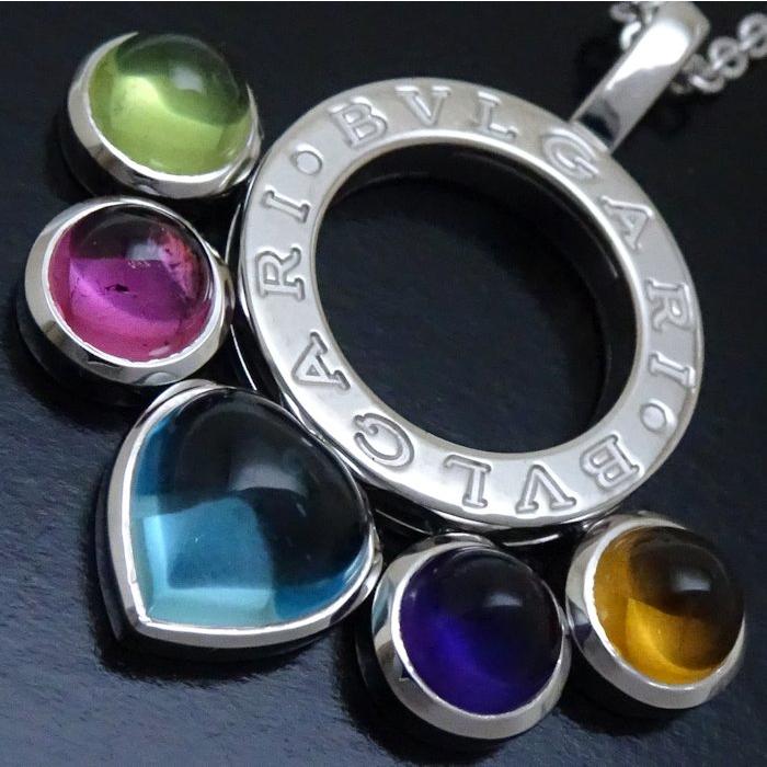 BVLGARI ブルガリ アレグラ ネックレス マルチストーン K18WG ホワイト 
