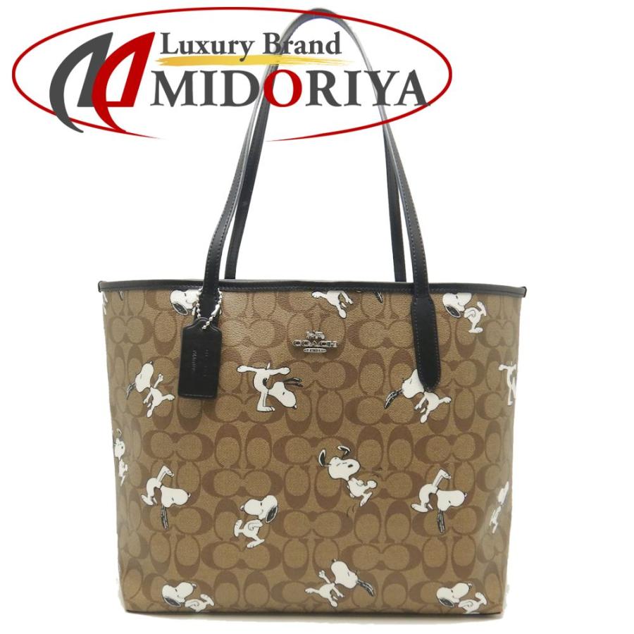 COACH スヌーピー トートハンドバッグコラボ バッグ ブラウン