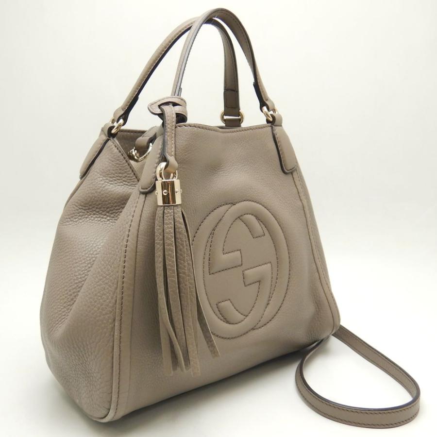 GUCCI グッチ ソーホー 336751 ハンドバッグ 2WAY レザー グレージュ 