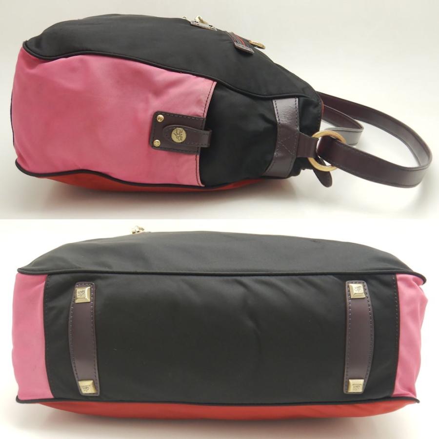 Piero Guidi ピエログイディ ショルダーバッグ ナイロンxレザー ブラック レッド  ピンク/251929【中古】 PIERO GUIDI（ピエログイディ） ショルダーバッグ ナイロンxレザー